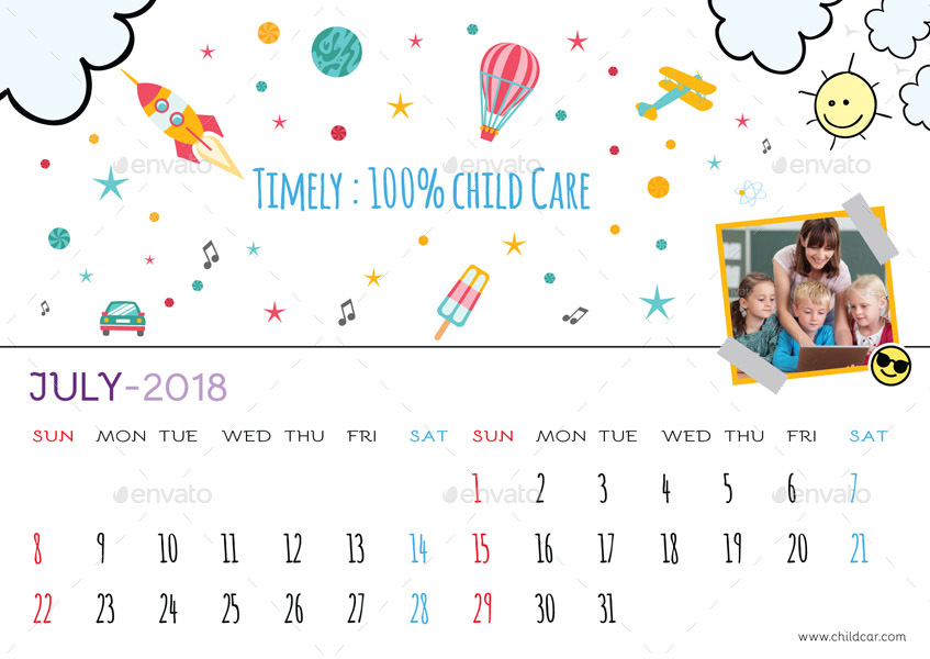 Kids Desk Calendar, Print Templates GraphicRiver
